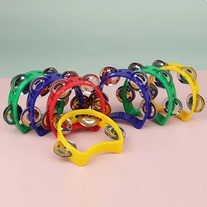 Plastic Handheld Tambourine – 4-Bell Percussion Instrument for Adults, Rhythm Music Toy