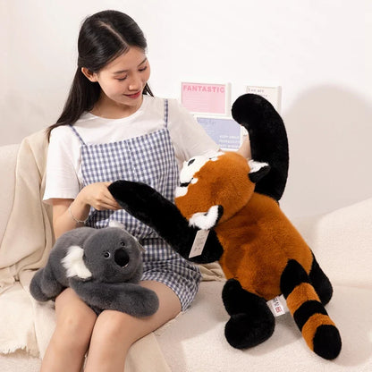 30-65cm Kawaii Forest Animal Plush Dolls – Soft Long-Arm Raccoon, Dinosaur, Sloth, Panda & Koala Pillow Toys for Home Decor
