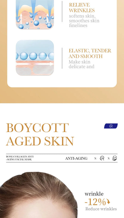 10PCS Collagen Anti-Wrinkle Facial Masks – Korean Skincare for Anti-Aging, Firming, Moisturizing & Brightening