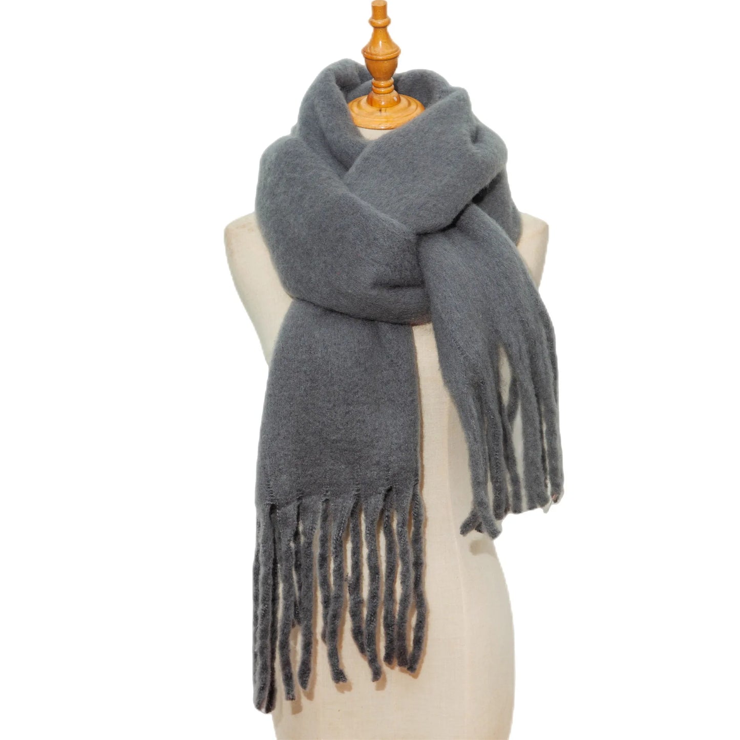 Luxury Women’s Winter Scarf – Cashmere Pashmina Shawl Wrap, Thick Soft Solid Tassel Scarf Long Stole
