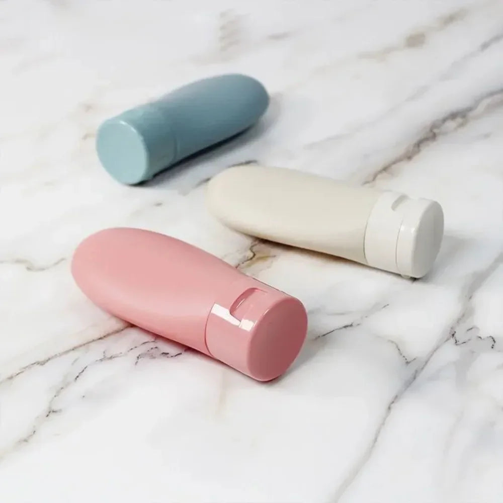 3/4 Pcs 60ml Travel Refillable Silicone Bottles - Empty Lotion, Shampoo & Cosmetic Squeeze Containers for Makeup