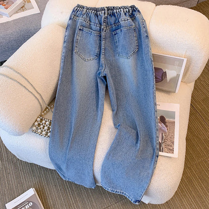 Plus Size Women’s Casual Jeans – Classic Black & Blue Washed Denim for Spring & Autumn, Comfortable & Versatile