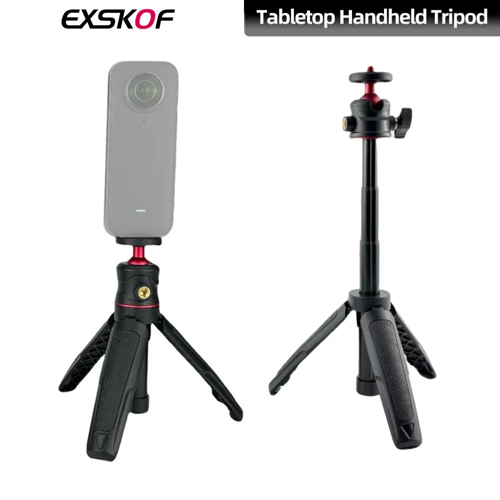 Extendable Mini Camera Tripod with 360° Ball Head - Portable Vlog Travel Selfie Stick Handle for GoPro, Insta360, DJI, SLR