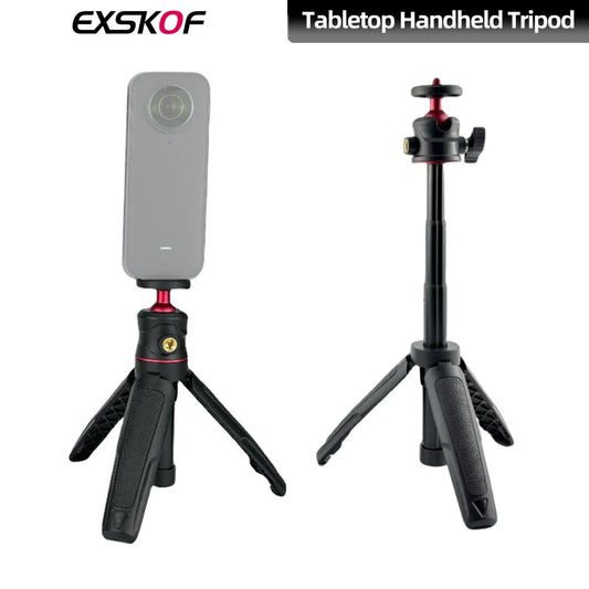 Extendable Mini Camera Tripod with 360° Ball Head - Portable Vlog Travel Selfie Stick Handle for GoPro, Insta360, DJI, SLR