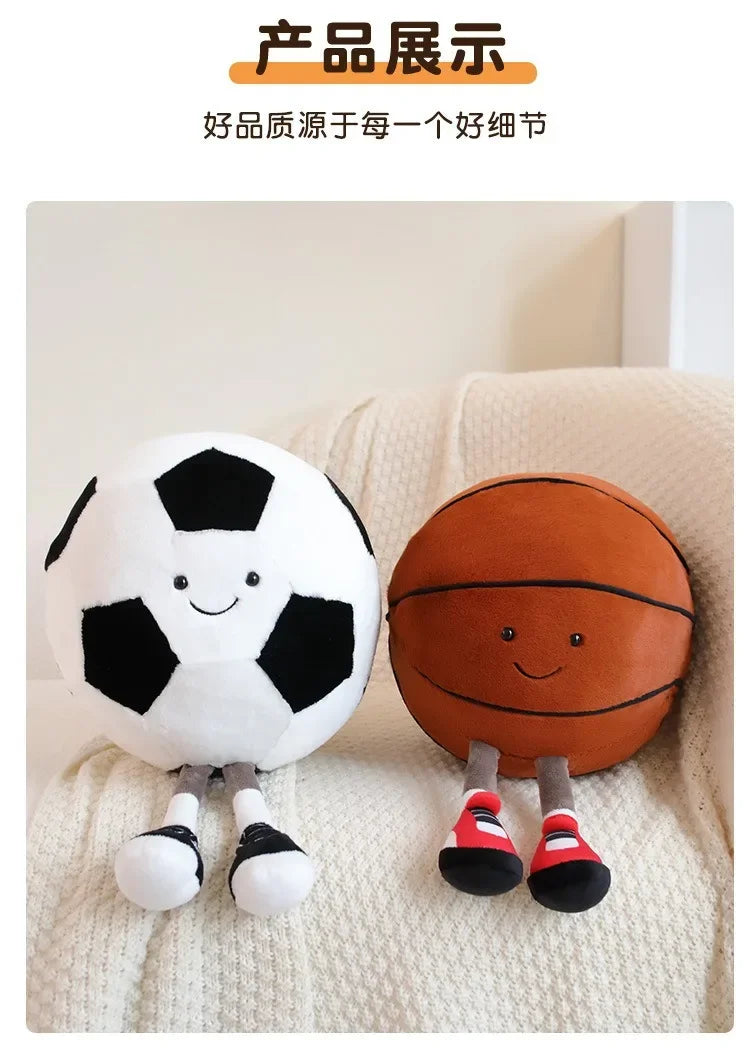 CM Sports Plush Toy — Football & Basketball Dolls, Creative Pillow & Interactive Pet Ball for Dogs & Cats