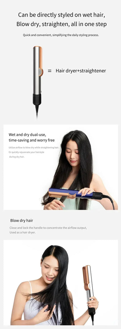 2-in-1 Professional Negative Ion Hair Straightener & Dryer – Heat-Up Flat Iron Styling Tool