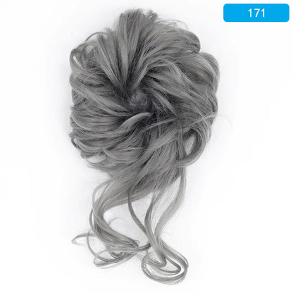 AZQUEEN Messy Bun Hair Extension – Synthetic Curly Wave Chignon Scrunchie, Elastic Band Updo Hairpiece for Women