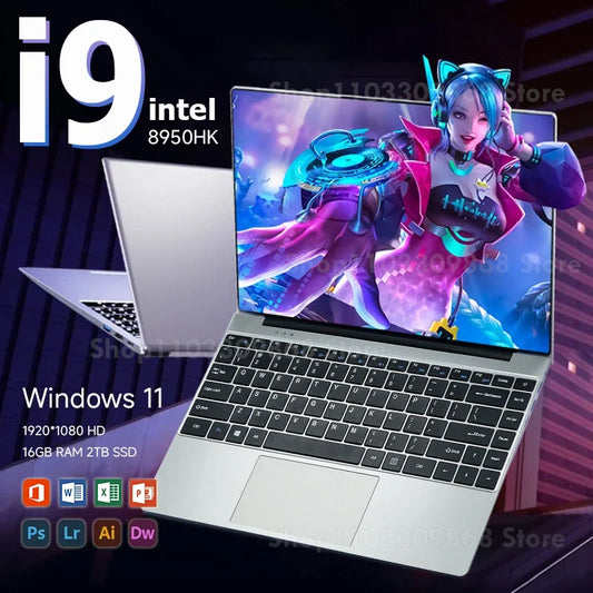 Windows 11 Gaming Laptop – Intel Core i9-8950HK, 16GB DDR4, 1TB SSD, High-Performance Notebook for Gaming, Office & Study