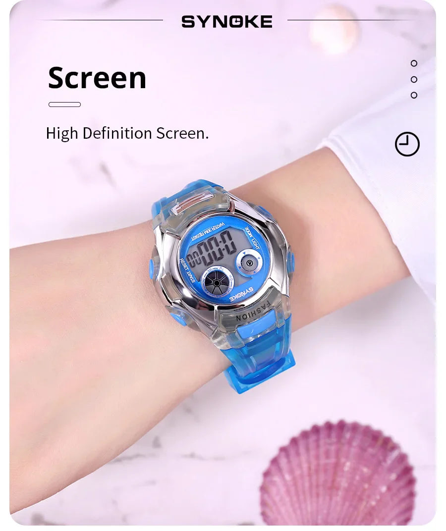 SYNOKE Student Electronic Watch - Waterproof Sports Watch for Children, Glow Multi-Function Digital Watch with 7 Colors Light, Perfect Gift