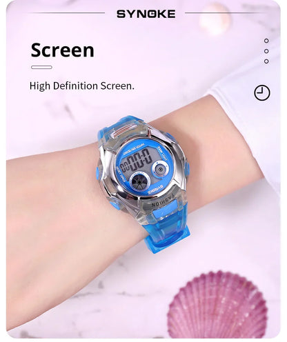 SYNOKE Student Electronic Watch - Waterproof Sports Watch for Children, Glow Multi-Function Digital Watch with 7 Colors Light, Perfect Gift