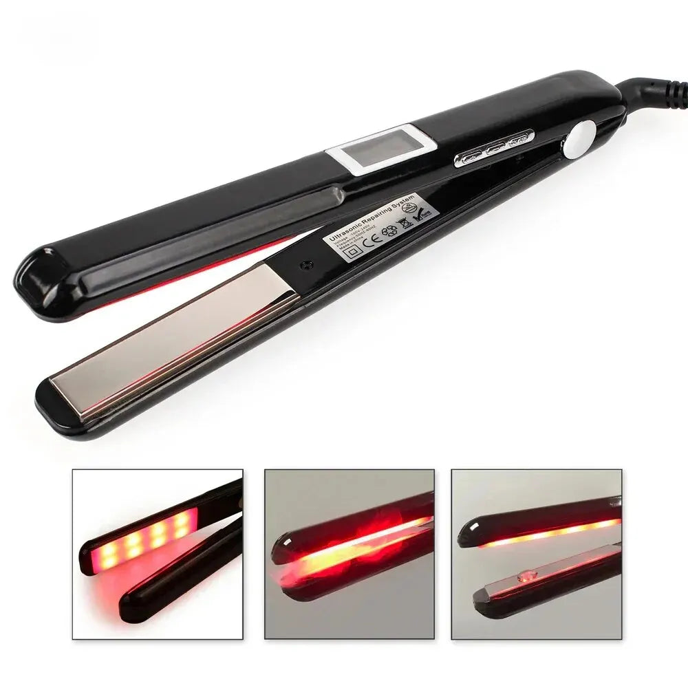 Ultrasonic Infrared Hair Straightener — Cold Keratin Treatment Flat Iron for Frizz Control & Hair Repair