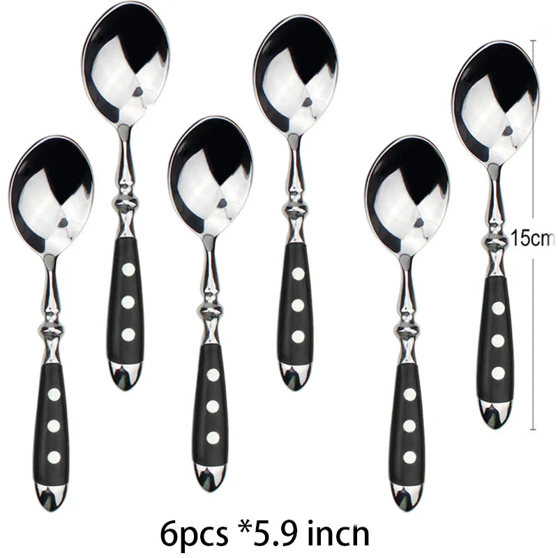 Classic Elegant Stainless Steel Cutlery Set – Fork, Spoon, Knife & Teaspoon Full Dining Steak Dinnerware Collection