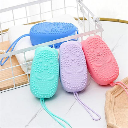 Silicone Body Scrubber: Shower Exfoliating Scrub Sponge - Bubble Bath Brush Massager for Skin Cleaning, Bathroom Accessories