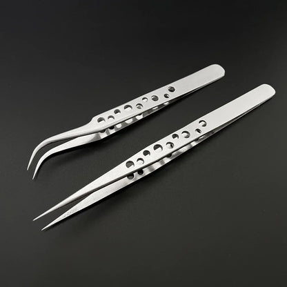 Precision Anti-Static Electronics Tweezers Set – Stainless Steel Curved & Straight Tip Forceps for Phone Repair & Industrial Use