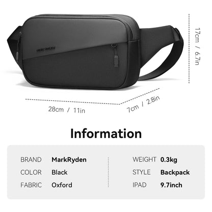 MARK RYDEN Mini Shoulder Bag for Men: Multiple Pockets, Fits 7.9in iPad - Stylish and Functional