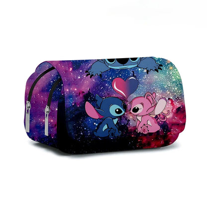 Stitch Fully Printed Flap Pencil Case – Kawaii Anime Stationery Box for School Girls