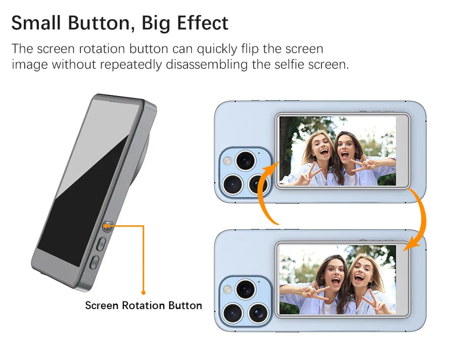 Vlog Selfie Monitor Screen for Phone – Rear Camera Display with MagSafe Magnetic Mount and Wireless Connection for Live Streaming