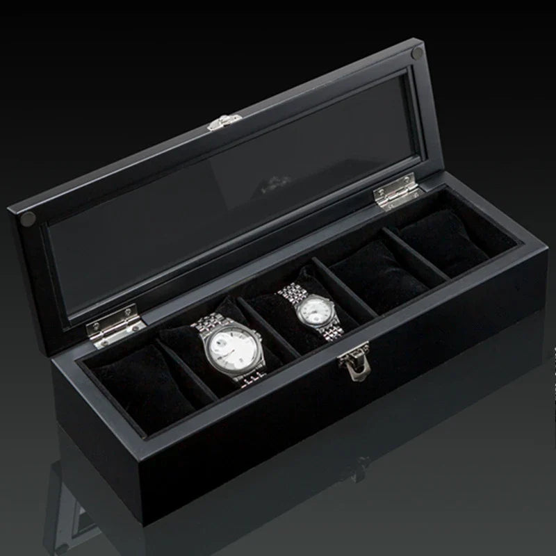Wood Watch Box Organizer with Glass Window — Luxury Wooden Display Case & Storage Holder for Men’s Watches