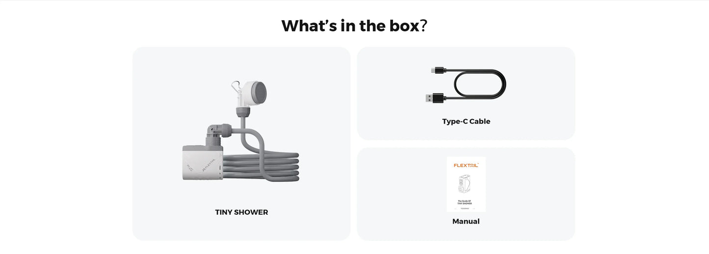 FLEXTAIL Portable Shower Pump – IPX7 Waterproof Rechargeable Water Pump with Hose for Camping & Outdoor Shower