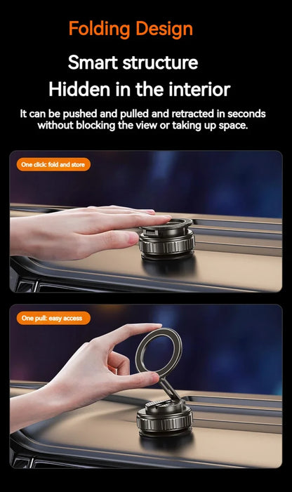 Universal Metal Magnetic Car Phone Holder – Adjustable Vacuum Suction Stand for Mirror, Gym, Bath & Home Use