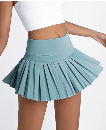 Women’s Cloud Rise High Waist Tennis Skort – Pleated Pocket Sports Skirt for Golf, Running & Gym XS-XXL