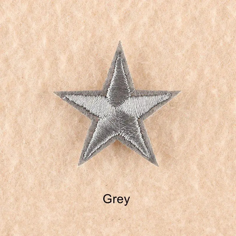 10Pcs Mini Star Embroidery Iron-On Patches – DIY Clothing Appliques Pentagram Stickers for Jackets, Jeans & Bags (Black, White, Gold)