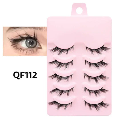 DINGSEN 5 Pairs Manga Style False Eyelashes — Soft, Natural, Long Anime Wispy Strip Lashes for Makeup