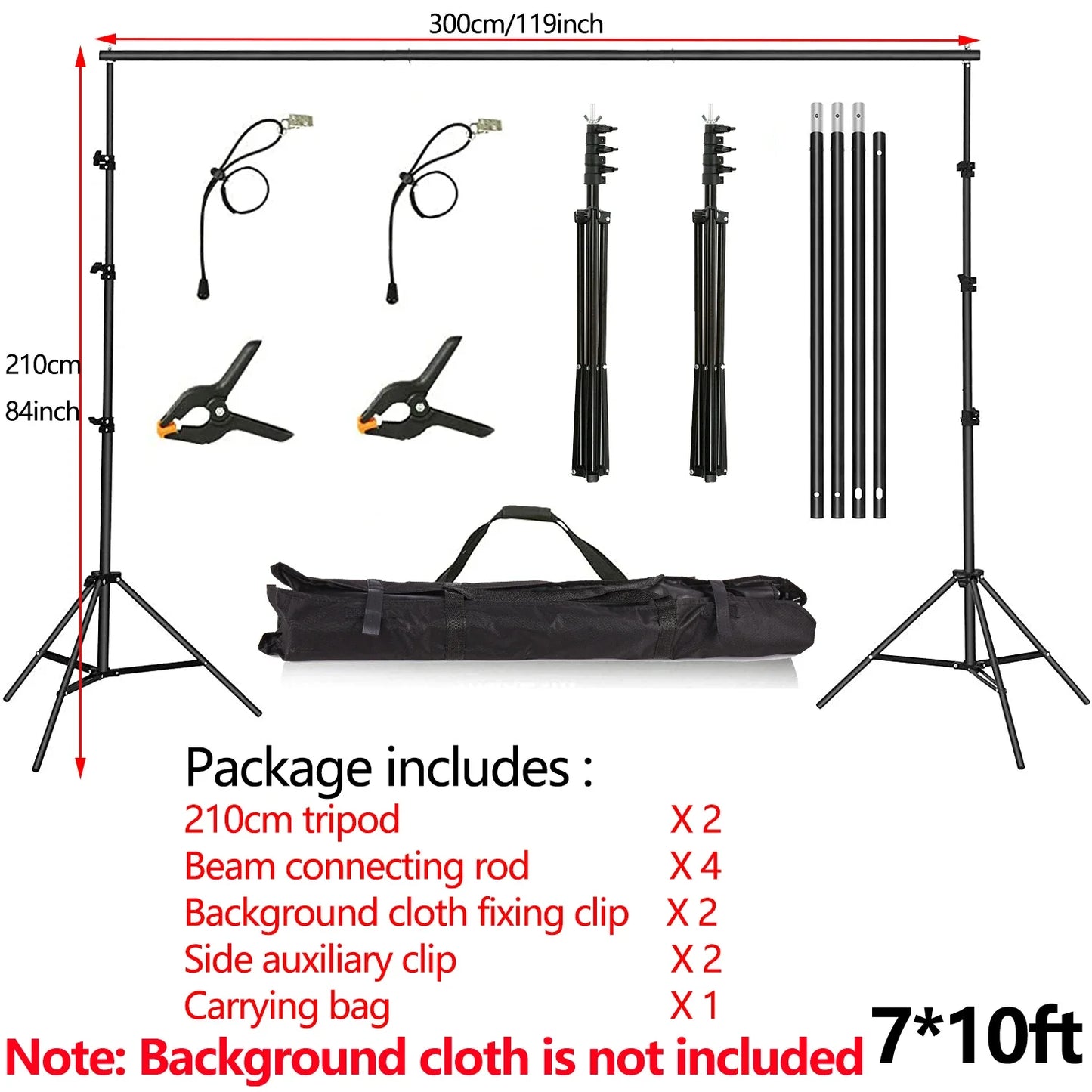 Photography Studio Backdrop Stand — Photo & Video Background Support System Kit