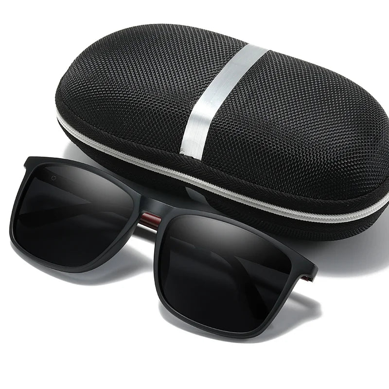 Polarized Sports Sunglasses for Men – Lightweight Comfortable Square UV400 Eyewear with Original Case