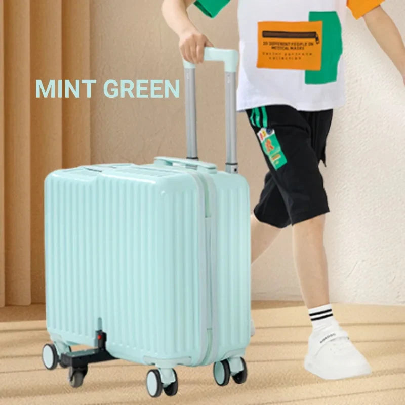 Upgraded Anti-Flip Folding Pedal Luggage – Ride-On Boarding Box with Dual-Control Combination Lock, Lightweight & Anti-Drop