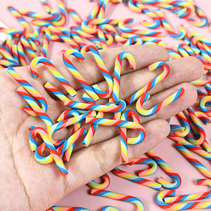 10/30/50pcs Mini Candy Cane Ornaments – Red & White Resin DIY Christmas Decorations for Home & New Year 2025