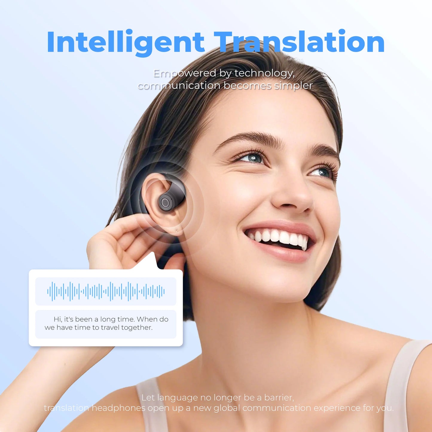 AI Real-Time Translator Earphones — 144 Languages, Wireless Bluetooth 5.3, Noise-Cancelling, IPX7 Waterproof Headphones for Travel