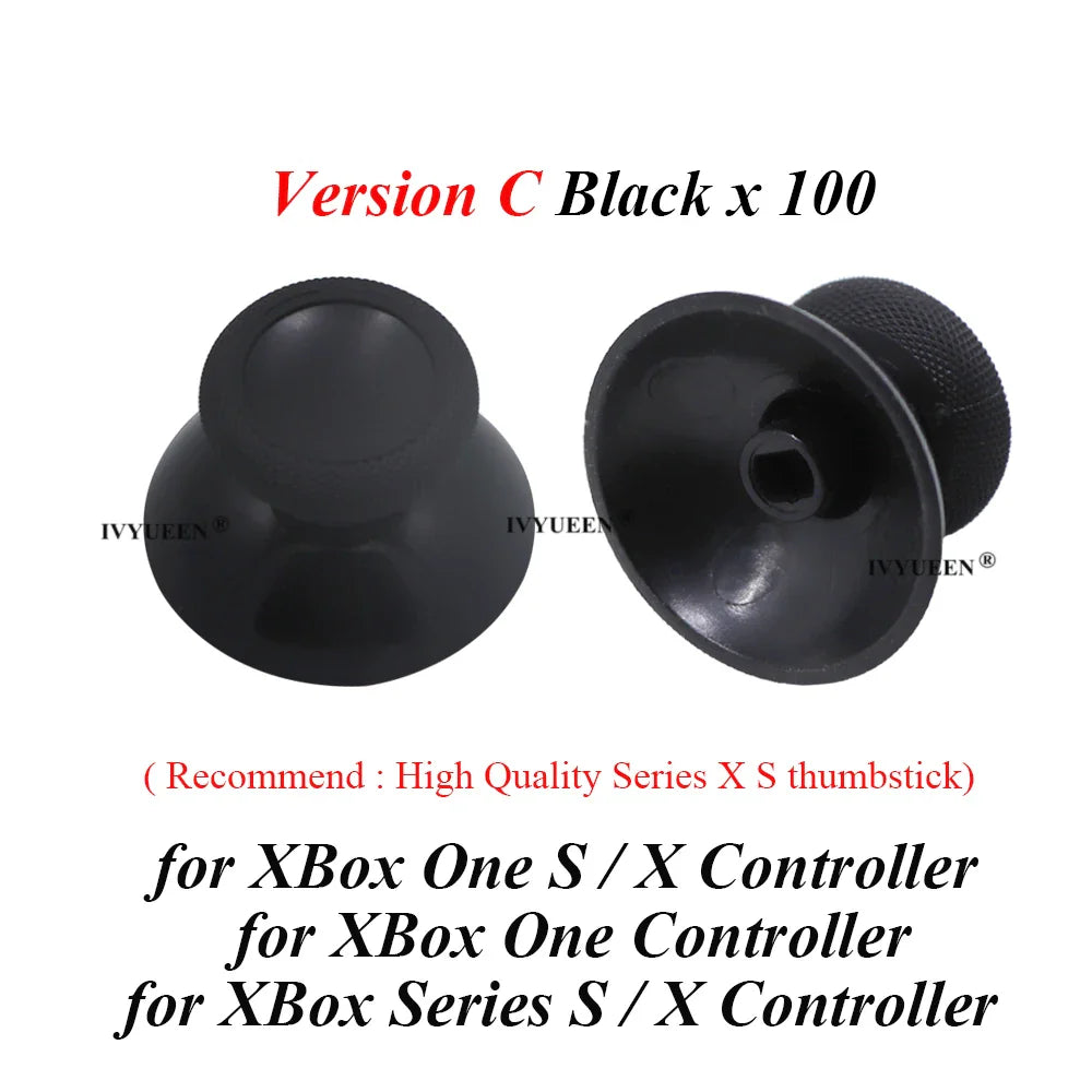 IVYUEEN 100PCS Black Analog Stick Caps – Thumb Grip Covers for PS5, PS4, PS3 & Xbox Controllers