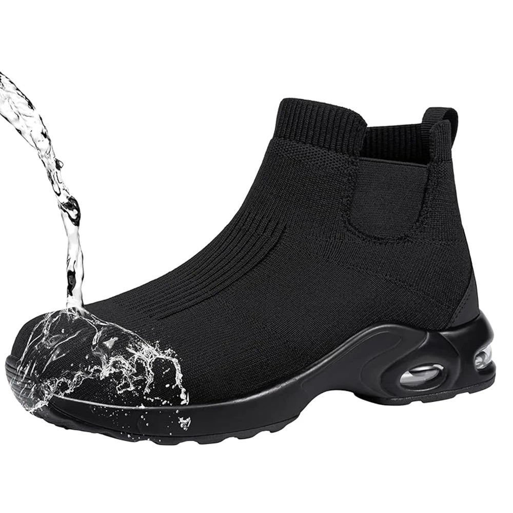 LARNMERN Steel Toe Water Resistant Work Boots for Men & Women Non-Slip Safety Sneakers Slip-On with Air Cushion