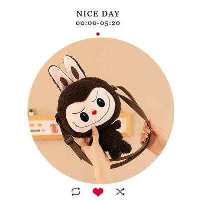 30cm Labubu Cartoon Cute Doll Backpack – Shoulder Crossbody Toy Pouch for Outdoor Travel, Christmas Gift