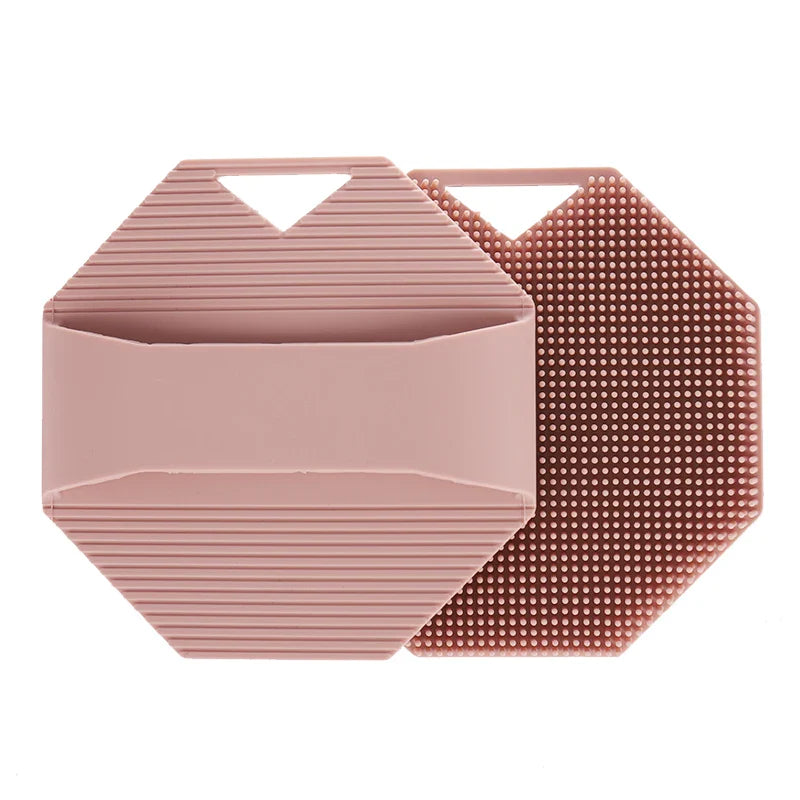 Silicone Body Scrubber with Natural Bristles – Skin Exfoliating Shower Sponge & Bath Brush