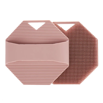 Silicone Body Scrubber with Natural Bristles – Skin Exfoliating Shower Sponge & Bath Brush