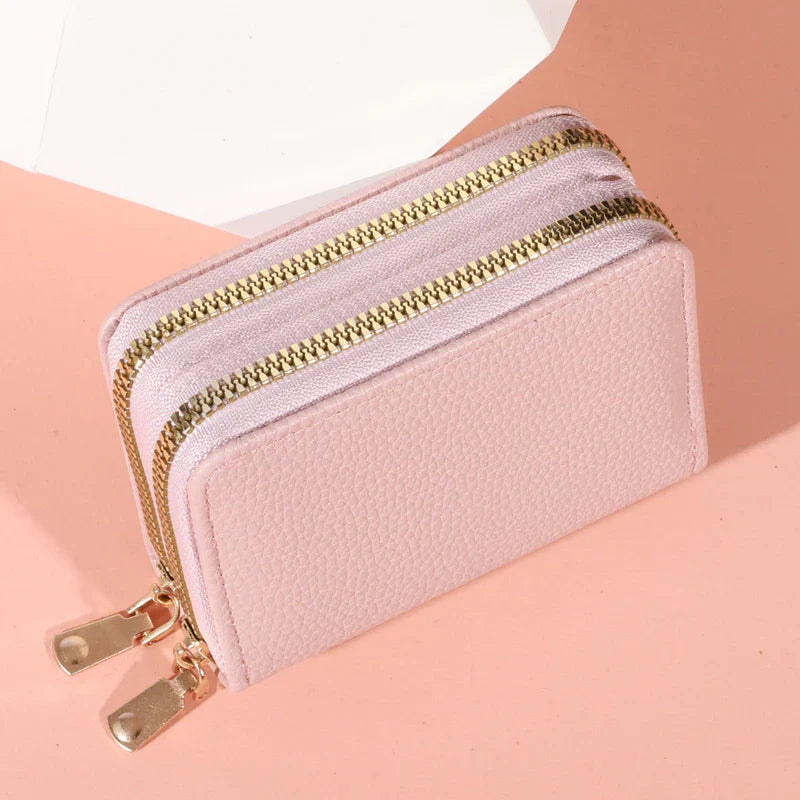 Women’s Short Zipper Purse with Lychee Pattern – Fashion Large Capacity Multi-Card Slot Coin Purse