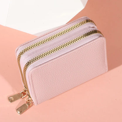 Women’s Short Zipper Purse with Lychee Pattern – Fashion Large Capacity Multi-Card Slot Coin Purse