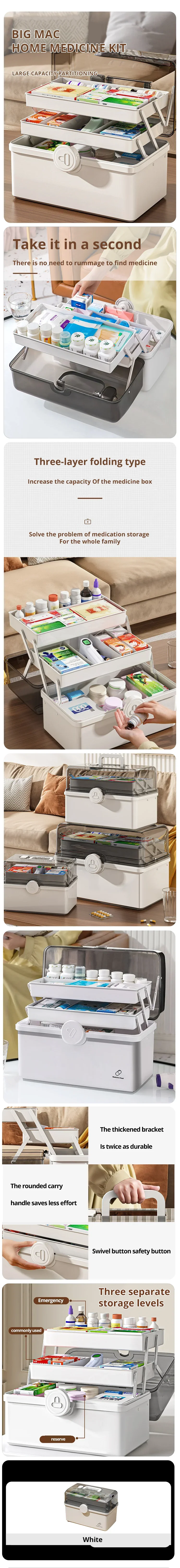 White Large Capacity Medicine Box – Multi-Layer Storage Organizer for Home Medicine Management