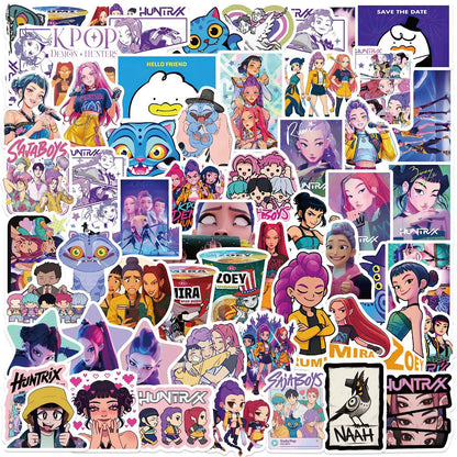 55-170PCS K-Pop Demon Hunters Anime Stickers – Waterproof DIY Decoration for Boys, Girls & Fans Gift