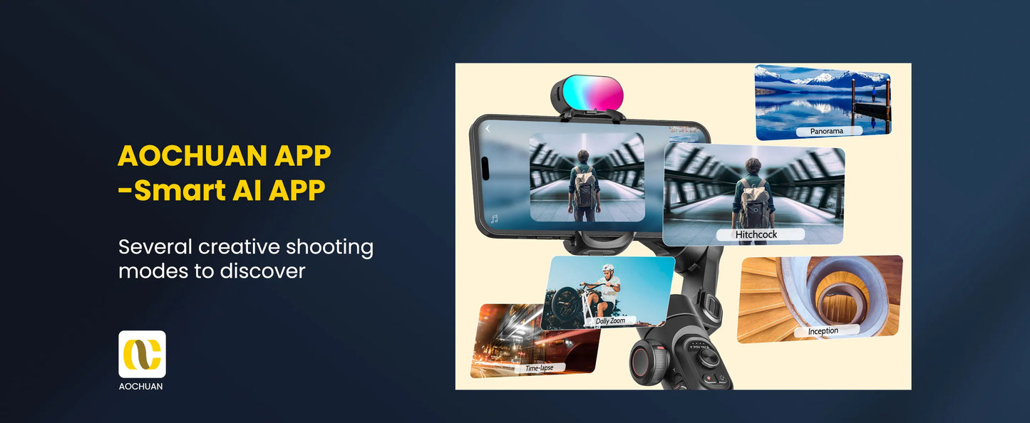 AOCHUAN Smart XE Combo1 3-Axis Handheld Gimbal Stabilizer – iPhone & Android Smartphone with Extension Rod