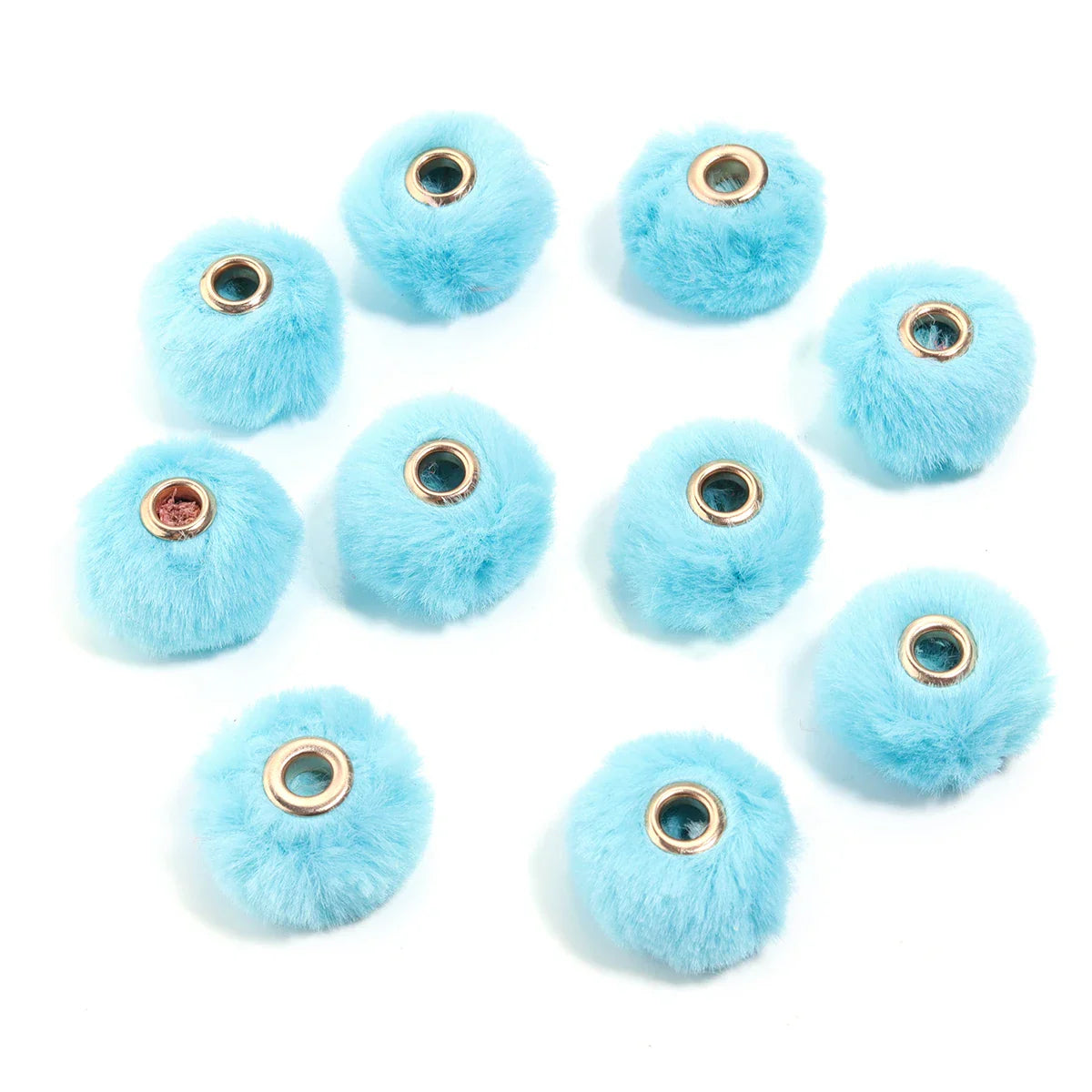 10pcs Plush Fur Ball Beads – Multicolor Pompom Spacer Beads for DIY Jewelry, Earrings & Bracelets