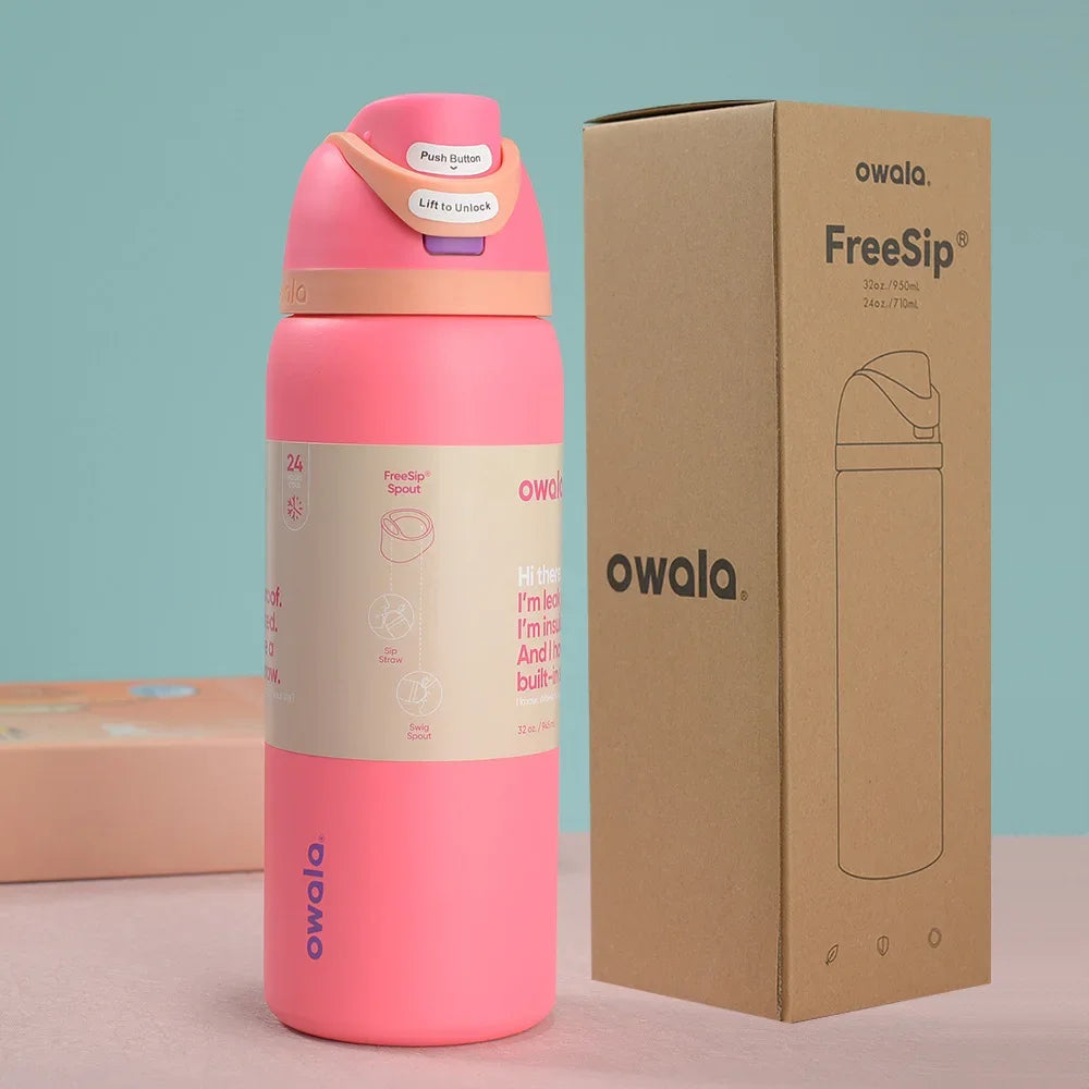 Owala Cup Vacuum Flask – Stainless Steel Thermal Mug for Hot & Cold Drinks, Coffee Tumbler & Thermos