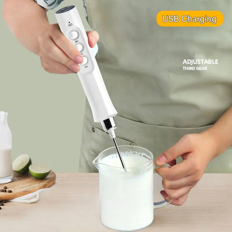 3-in-1 Rechargeable Electric Milk Frother | High-Speed Handheld Foam Maker & Coffee Frothing Wand | Portable Drink Mixer