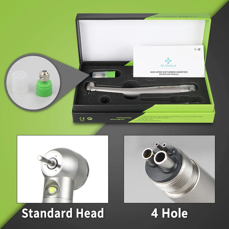 Dental LED High-Speed Handpiece — E-Generator Air Turbine with Push Button, Triple Water Spray & Dentist Tips Model B2 M4