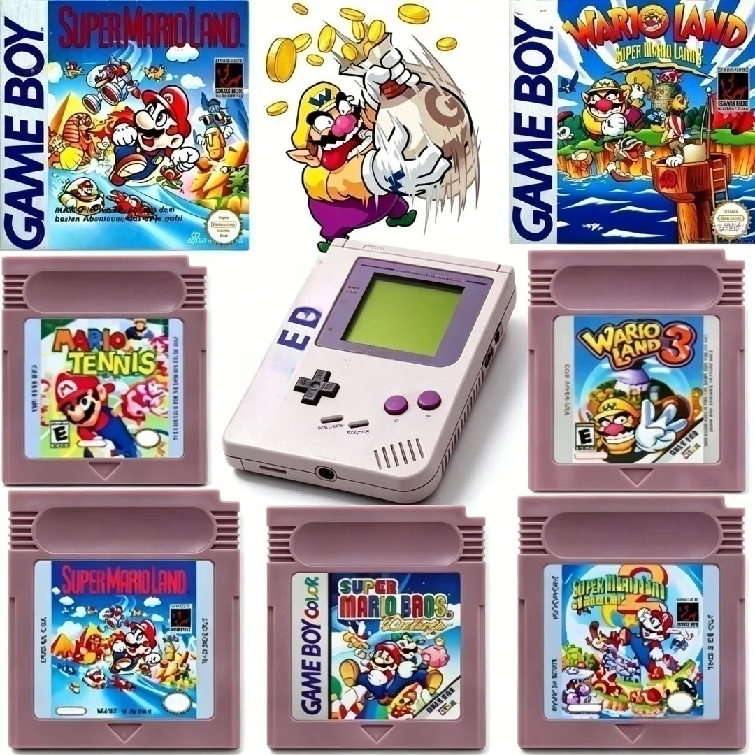 GBC 16-Bit Game Cartridge - Wario Land, Donkey Kong & Yoshi Compatible Game Card for GBC/GBA Consoles