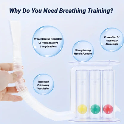 3-Ball Breathing Trainer — Lung Function & Respiratory Spirometry Exerciser for Deep Breath and Capacity Improvement