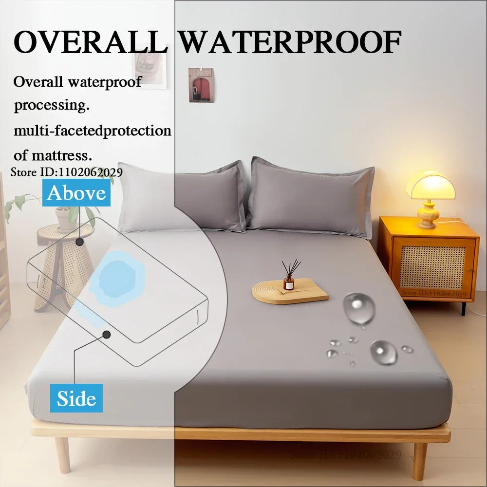 Waterproof Fitted Mattress Cover — Thick Bed Protector Sheet for Single, Double, Queen & King Size Beds