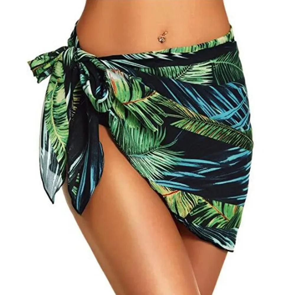 Women's Summer Sheer Sarong Cover-Up - Solid Chiffon Bikini Wrap Beach Skirt